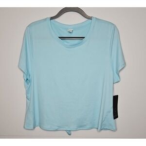 90 Degree Womens Light Blue Cropped Short Sleeve T Shirt Size XXL NWT